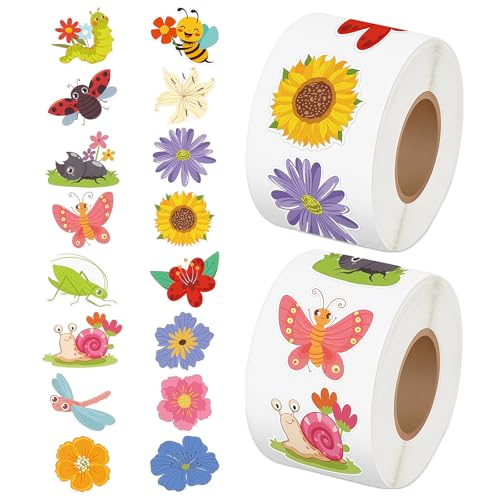 Stickers Fleurs Autocollant, Insekten Stickers, 1000 Pièces Autocollant Enfant, Scrapbooking Autocollants, Stickers Papillon pour Garçons et Filles,...