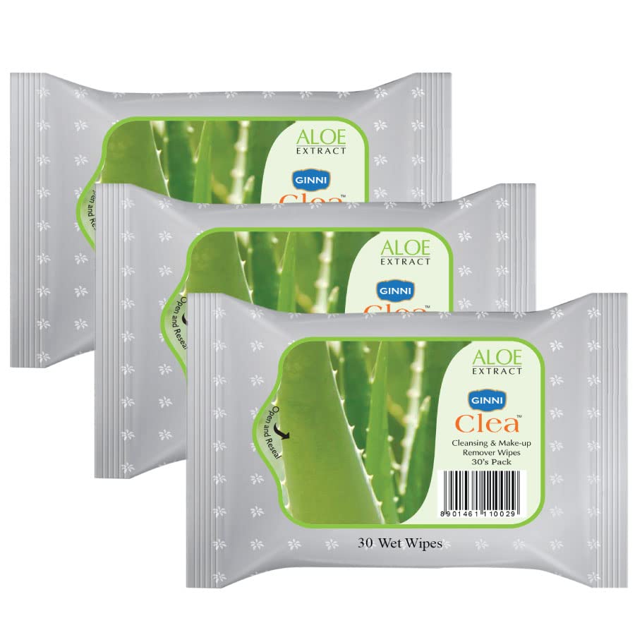 GINNI CLEA Wet Wipes, Cleansing & Makeup Remover Wipes, Wet Tissues for Face Moisturizing With Aloe Vera Goodness (90 WIpes)