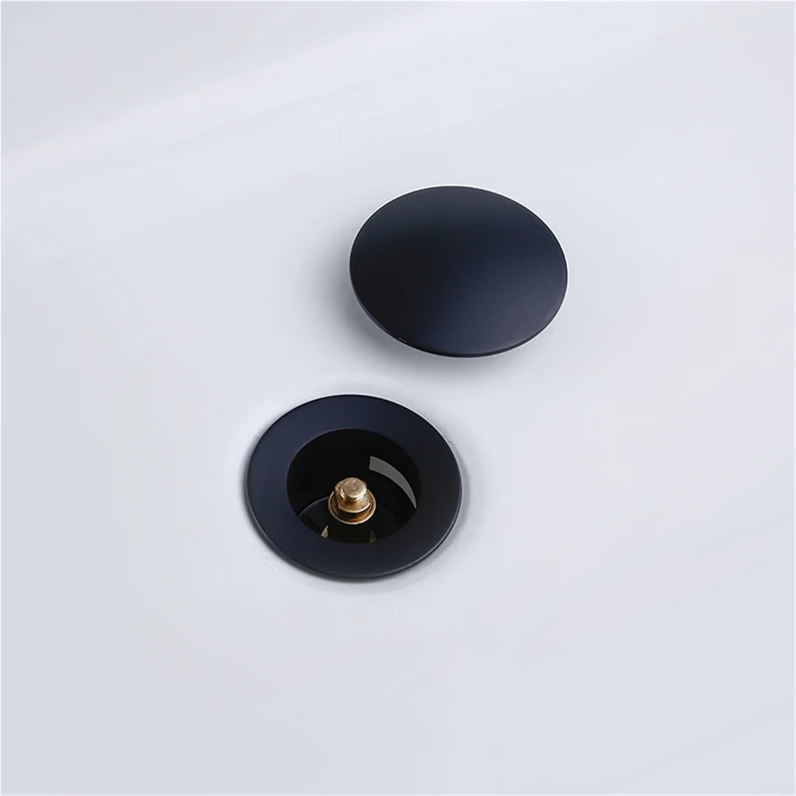 Piletta di Scarico a Scomparsa for lavabo, Accessori for lavabo, Supporto Solido, Vasca da Bagno Rotonda, Scarico a Filo in Ottone per Bagno(Brushed Gold-1)