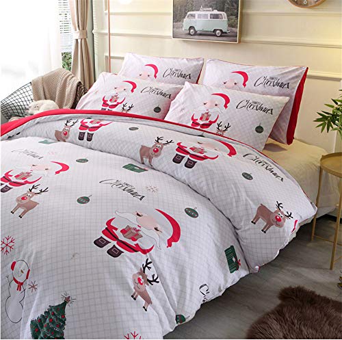 Parure de lit double Père Noël 3D blanc avec housse de couette 150x200 et taies - 4