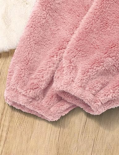 Image of Shallmu Girls Fuzzy Bear Ear Plaid Hoodie Pullover Sweatshirt with Pocket Sweatpants Fall Winter 2 Piece Outfits