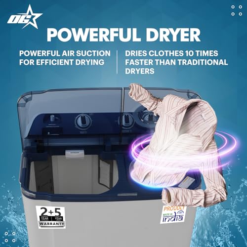 Image of OG Star Smart Choice 8.5 Kg Semi-Automatic Top Load Washing Machine | 1400 RPM Powerful Motor | 3D Rollers | Dual Waterfall | Built-in Detergent Box | Heavy Duty Performance