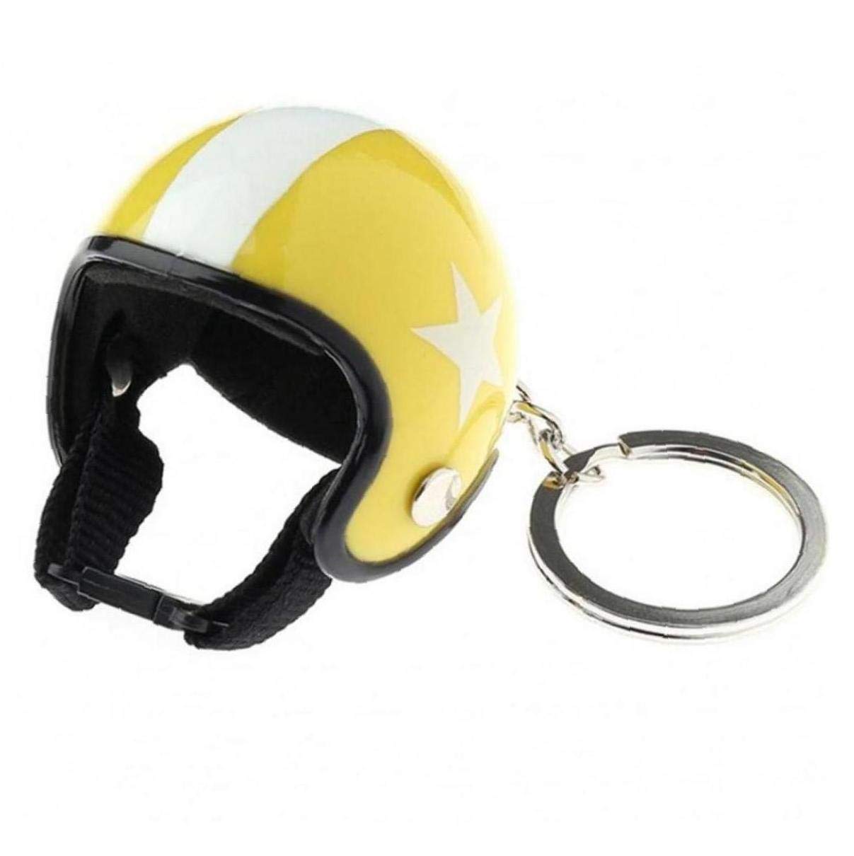 Lankater Personalised Motorbike Helmet Keyring/Keychain, Helmet Shape Keychain Car Key Pendant Bag Pendant (Yellow)
