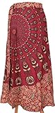 Talla única: 38-44 GURU-SHOP, Falda Larga de Boho Wrap, Falda ETNO Flamenca con Motivos de Elefantes Azul Genciana, Algodón, Tamaño:One Size, Faldas Largas
