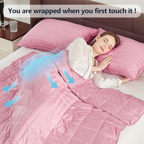 Image of Weighted Blanket Twin Size (48 inchx72 inch 15lbs),Ultra Soft and Cozy Cooling Weighted Blanket Twin Size for Adult,Heavy Blanket with Machine Washable Soft Blanket, Pink