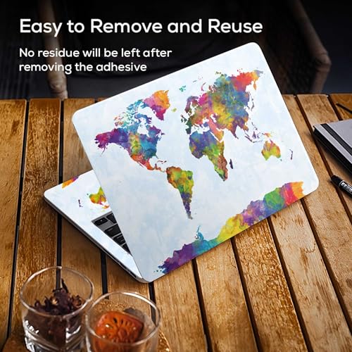 Image of Galaxsia World Map D1 Full Body Vinyl Laptop Skin /Sticker /Cover Upto 15.6 Inches Laptops Laminated-Removable-HD Quality Compatible for Hp-Dell-Sony-Lenovo-Asus etc.(15x10 Inches)