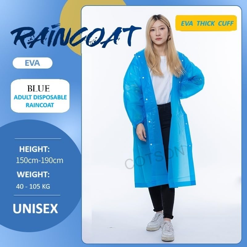 Image of EVA Waterproof Rain Coat Hooded Universal Outdoor Water Resistant Rainwear Suit for Men Women Boys & Girls (Universal)