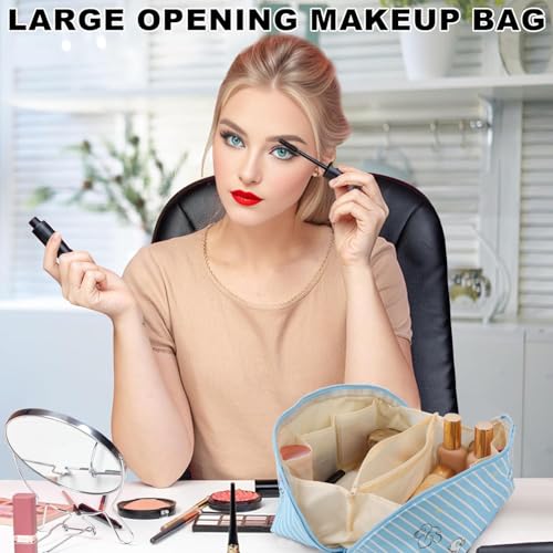 Travel Makeup Bag,Large Capacity Cosmetic Bags for Women，Lingerie Organizer,Foldable Waterproof Portable Pouch Open Flat Toiletry Bag Make up Organizer3