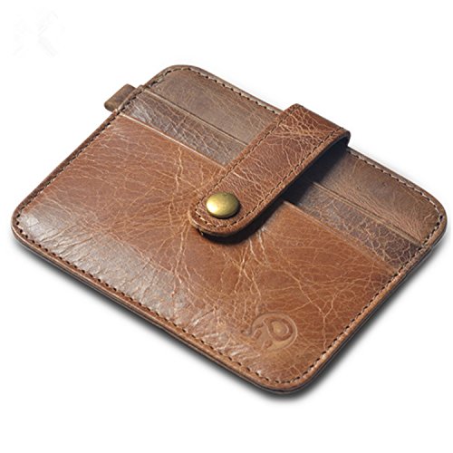 Preisvergleich Produktbild DOEUS Echtleder Kreditkartenetui, Schmaler Kartenhalter, Mini Geldbörse, Geldklammer, Herren Scheckkartenetui, Kreditkarten Brieftasche Mit 5 Einsteckfächer (Braun)