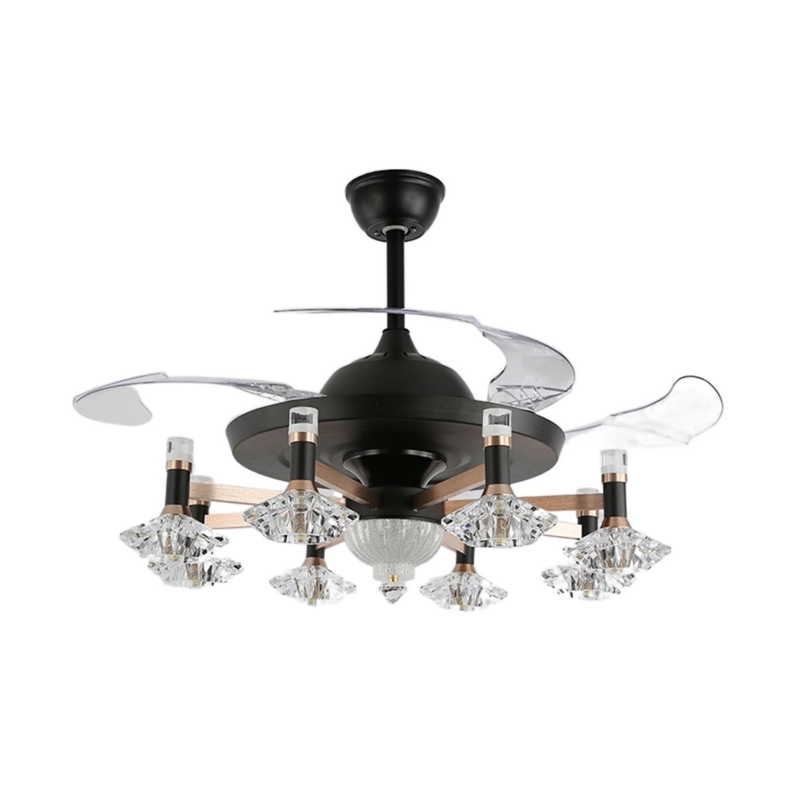 ERETYRET Led Celing Fan Pendant Lamp Light Chandelier Art European Invisible Living Room Nordic Creative Bedroom Dining Retro Quiet Cooling(3,Dual Control,42inch)