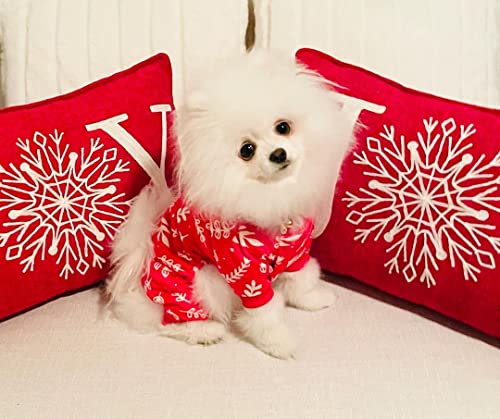 Image of CuteBone Soft & Stretchy Christmas Dog Pajamas - Cozy Pet Jammies Breathable Jumpsuit for Small Dogs - All-Season Comfy Outfit Easy-On Pullover Design - Keeps Pets Warm & Comfortable P18S