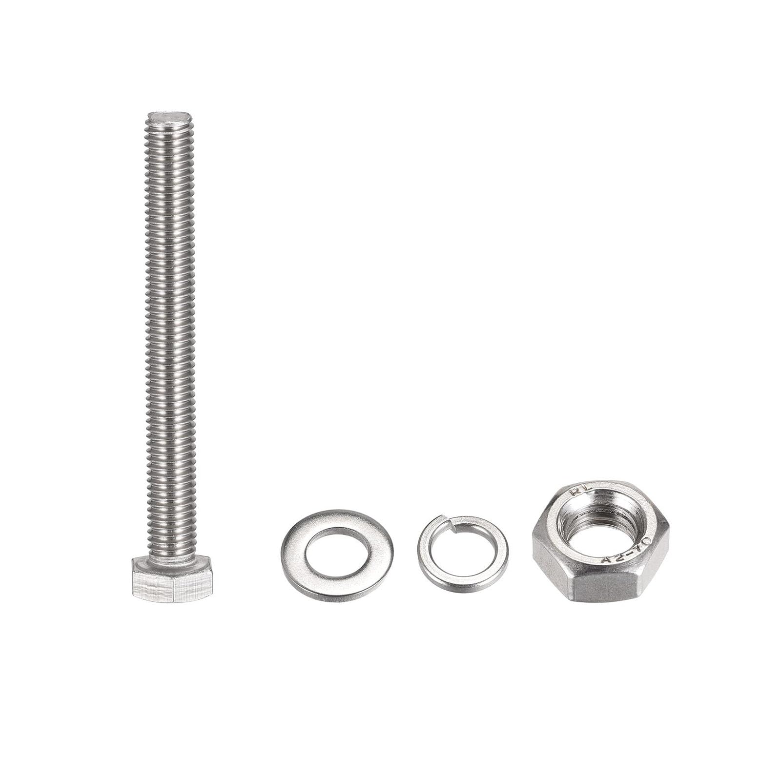TOP-VIGOR 4Pcs M10 x 90mm Hex Head Screws Bolts, Nuts, Flat & Lock Washers Kits - Image 3
