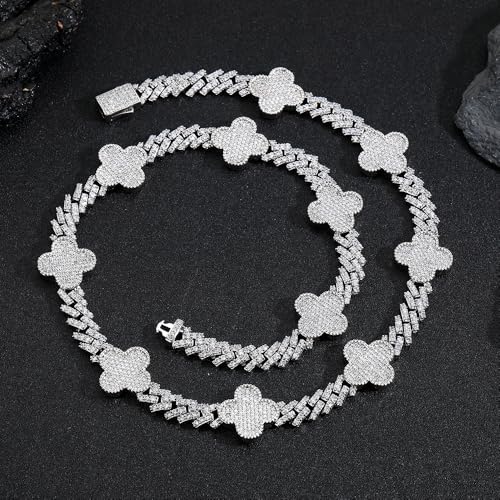 Moissanite Cuban Link Chain for Men Women, VVS 6MM Moissanite Necklaces 18k White Gold Plated S925 Silver Iced Out Lab Diamond Chain Miami Choker Hip Hop Necklace for Rapper 16-24inch2