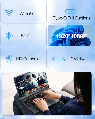 Image of 15.6 Inch Laptop Computer, 12GB RAM 256GB SSD Lap Top, Pentium 6500Y Processor (Up to 3.4GHz), FHD Display, Fast Charging, Long Battery Life, Laptop for Business Home Student