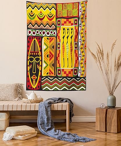 Lunarable African Tapestry, Elements Historical Original Striped and Rectangle Shapes Design, Fabric Wall Hanging Decor for Bedroom Living Room Dorm, 30