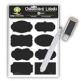 Chalkboard Labels with Liquid Chalk Marker Pen - 48 Pack - Premium Reusable Stickers