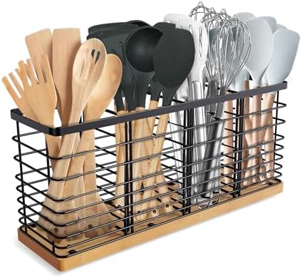 Suli Extra Large Kitchen Utensil Holder with 4 Compartments，Matte...
