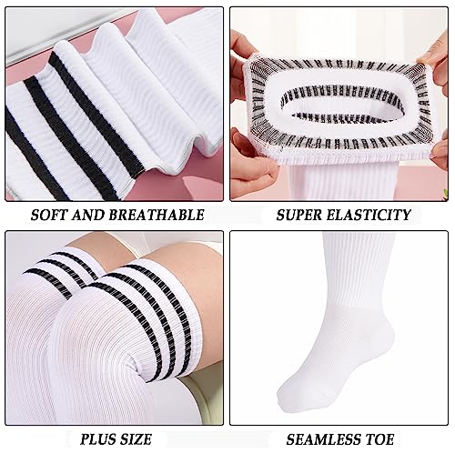 Image of Moon Wood Plus Size Thigh High Socks for Thick Thighs- Womens Knit Cotton Extra Long Over the Knee High Socks Leg Warmer