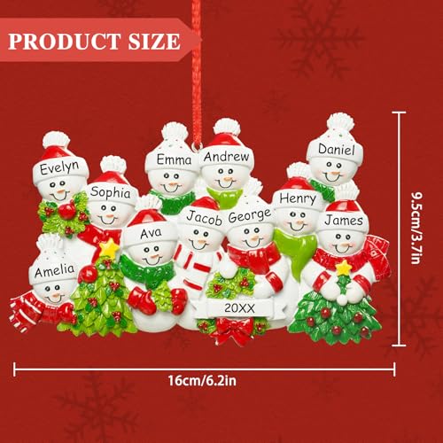 Image of iDIY Personalized Christmas Ornaments 2026 - Family of 11 - Custom Snowman Family Christmas Ornaments, Customized Resin Keepsake with Names for Christmas Tree Decoration