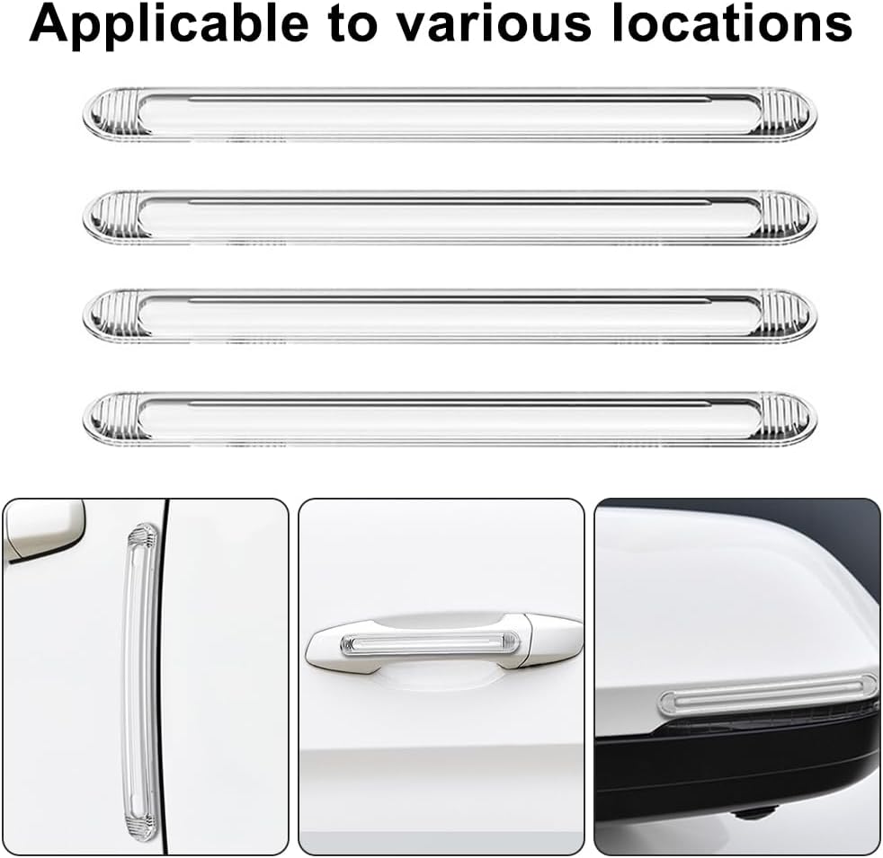 DONGKER Car Door Edge Protection,4 PCS PVC Anti-Collision Car Trim Guard Sticker for Most Auto Door Handles Rearview Mirror