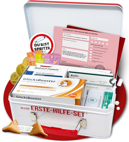 Lustiges Aller-Erste-Hilfe Geschenkset Humorvolle Geschenkbox zum Geburtstag mit leckerem Gute-Laune Inhalt Geschenkidee für Freunde & Familie (Neutraler Geburtstag)