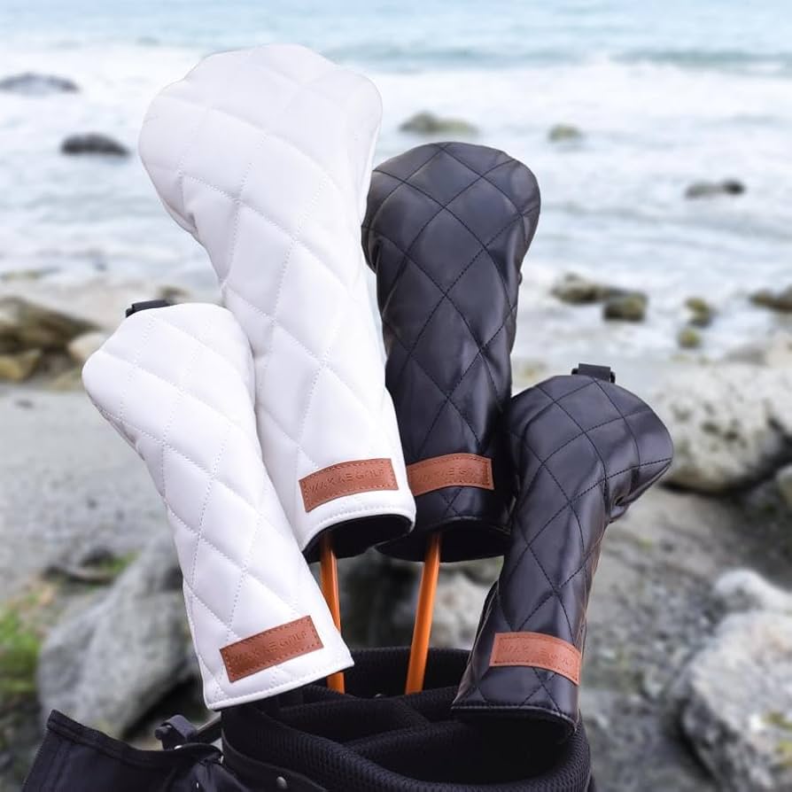 【新製品4点セット】シンプルなユニセックスゴルフクラブカバー 防水ヘッドカバー茶 kyuhin999_golfcover034