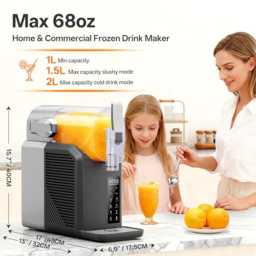 Image of Slushie Machine, 2L /68oz Slushy Machine for Home & Party | Frozen Drink Machine with Self‑Cleaning, No Ice Needed, Ideal for Margaritas, Frappes, Milkshakes