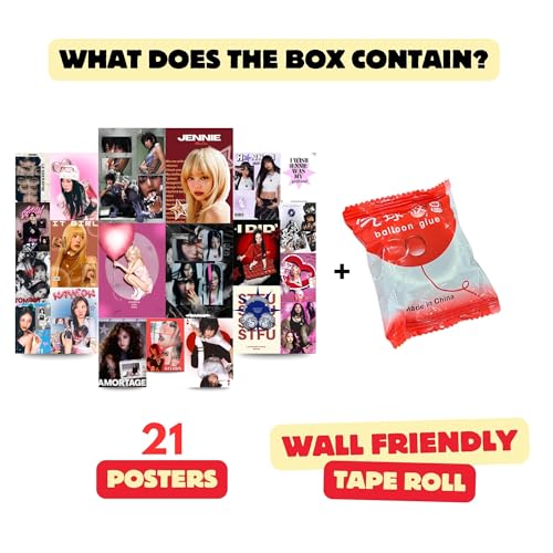 Image of Yellow Town India GILRIES OF K-POP Poster Kit | Set of 21 Multi Sized K-POP Posters | Korean Girl Band Pink Wall Collage Kit | Free Wall Friendly Adhesive | 300 GSM Unframed