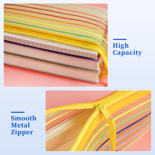 Image of TooyBing 120 Pcs Pencil Pouches Bulk, 10 Color Mesh Zipper Pouch Pencil Case, 9x4.7 inches Small Zipper Bags for Office /School /Home Organization Supplies, Multipurpose Travel Storage Bags