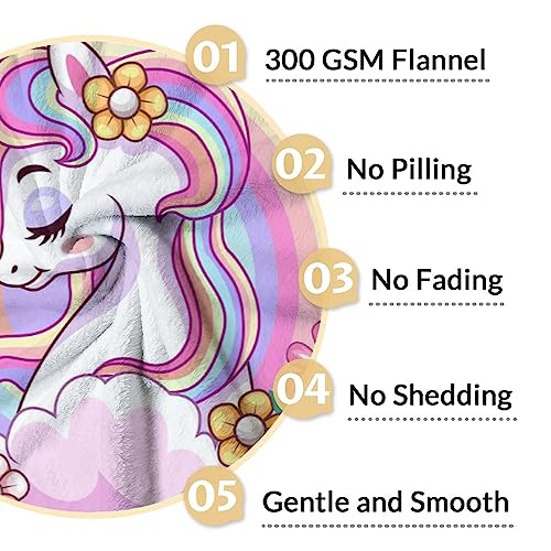 Personalized Unicorn Blanket Gifts with Name - 60x80 Inches Cute Throw for Girls - Pink Soft Fuzzy Blankets for Bed, Couch & Living Room