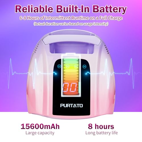 Image of PURTATO Professional Rechargeable 96W UV LED Portable Cordless UV Light for Nail Lamp Machine with Removable Stainless Steel Bottom,4 Timer Setting and Smart Sensor Nail Dryer (Purple&Pink)