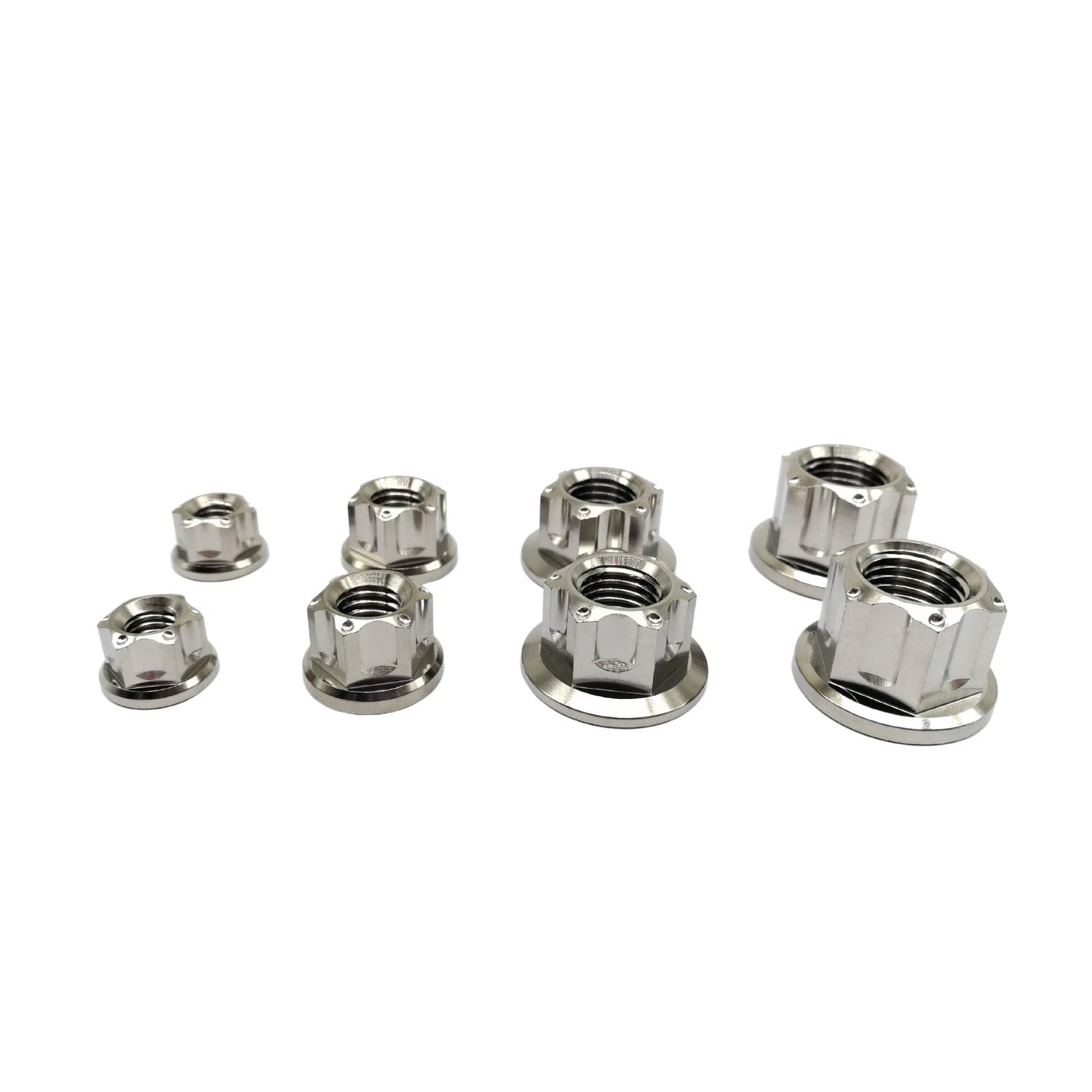 Muttern M6 M8 M10 M12 Mutter Sechskantflanschbolzen Schraubenmutter für Lokomotive und Motorrad Fahrrad Auto Boot Bremszubehör Titanbefestigungen Titanmutter 5er-Pack