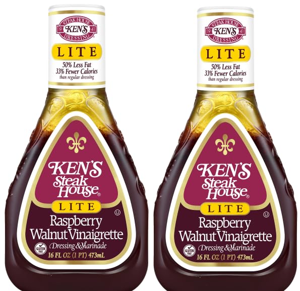 Pack Of 2 Lite Raspberry Walnut Vinaigrette Salad Dressing & Marinade, 16 oz
