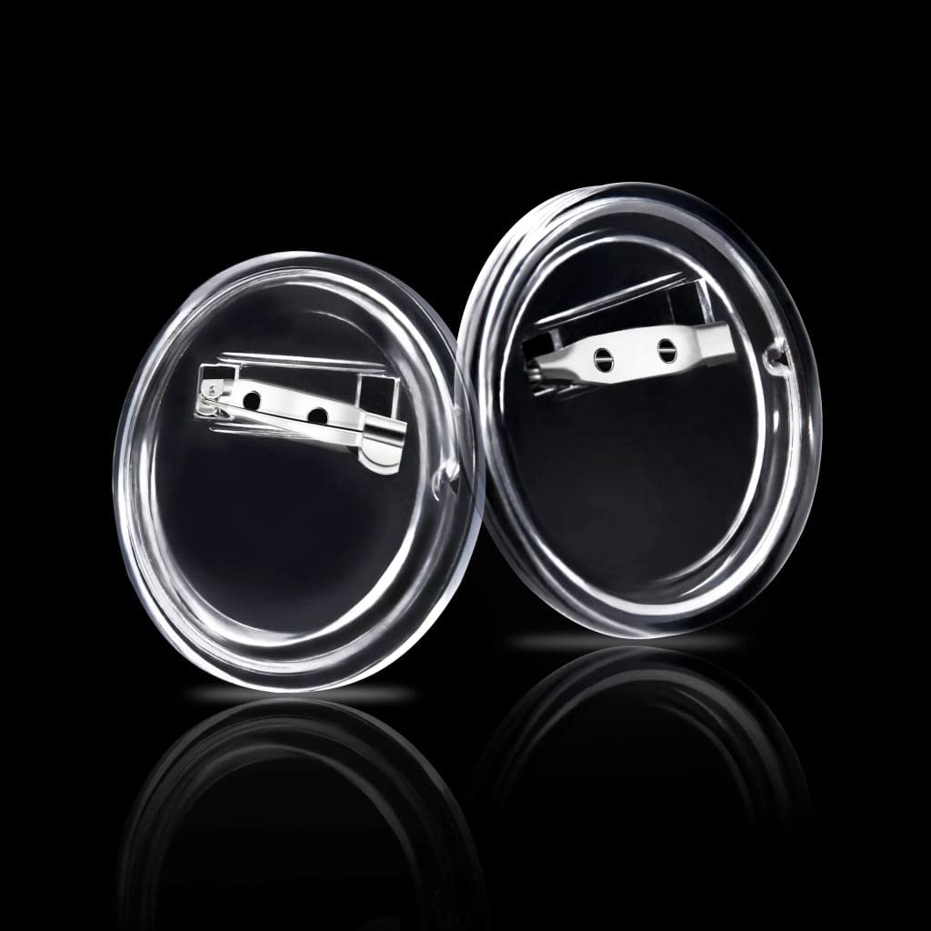 Button-Set mit Anstecknadel 100 Stück Acryl 44 mm transparent für Basteln, Schulprojekte, Geschenk, Brosche, Pin, Abzeichen, Schmuck, Accessoire, Dekoration, Kleidung