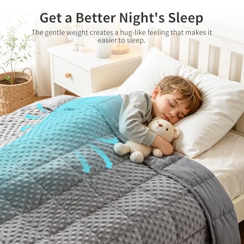 Image of Uttermara Minky Weighted Blanket for Sleeping 5lbs 36 x 48 Inches | Cozy Warm; Breathable; Cooling Soft Minky Dots; Filled with Glass Beads; Washable Heavy Throw for Sleep and Calm; Grey