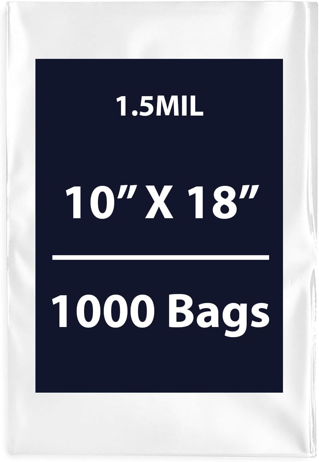 Clear Flat Poly Bag 1.5Mil, 10" X 18" & 1000 Bags | Low-Density Polyethylene (LDPE), Flat Open Top Plastic Packaging | Flexible and Durable Plastic Bag