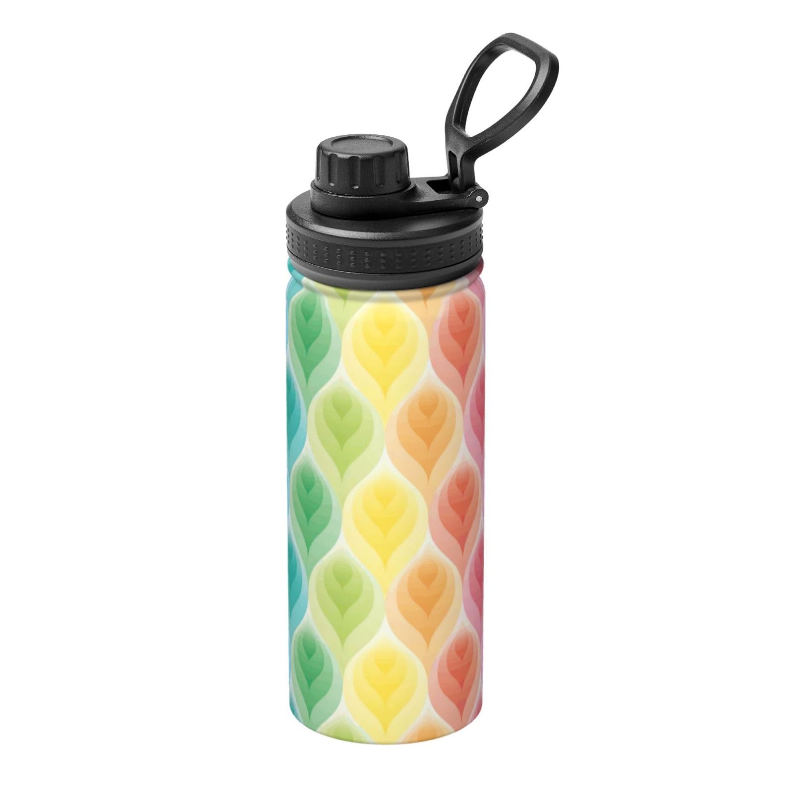 Kfjghhl Insulated Stainless Rainbow Colors Gradient Leaf Steel Water Bottle For Sport Gym Travel Leak Camping Hiking Hydration