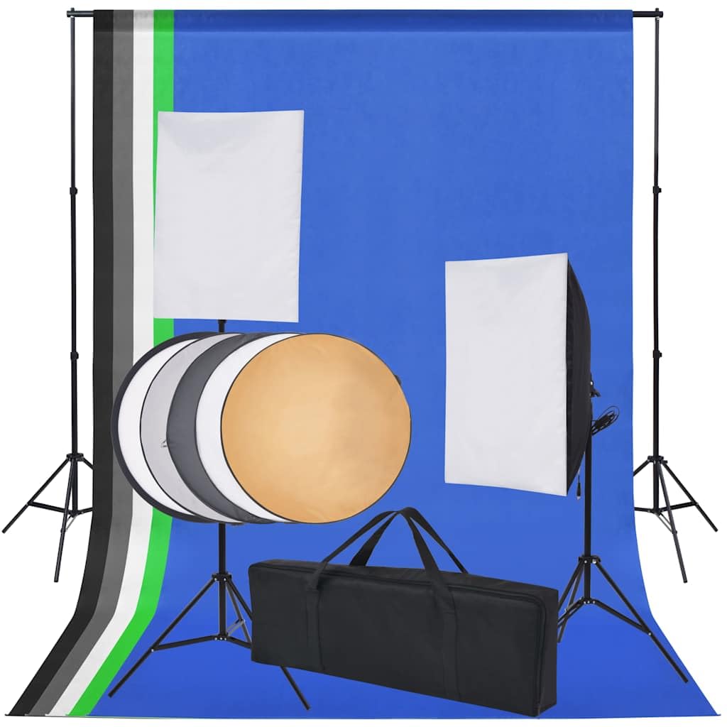 vidaXL Kit de Estudio con 5 telones de Fondo de Colores y 2 softboxes
