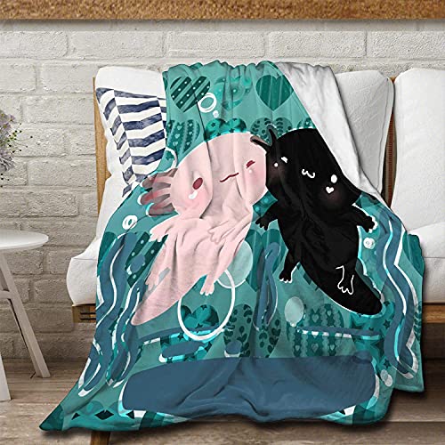 zoke Axolotl Flannel Blanket,Throw Soft Warm Fluffy Plush,Lightweight Microfiber for Bed Couch Chair Living Room (Cute Axolotl