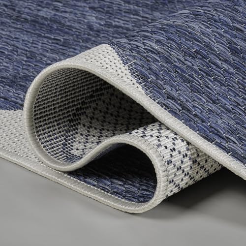 Tapete decorativo moderno 7'10" x 10' Navy/Cream miniatura 5