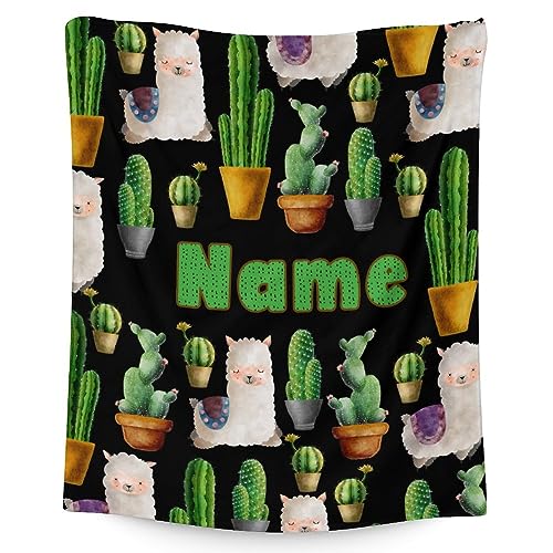 Custom Cactus Throw Blanket - Soft, Fuzzy & Warm - 40x50 Inches Flannel Blankets for Travel, Office - Black Aesthetic Throws Gift for Kids
