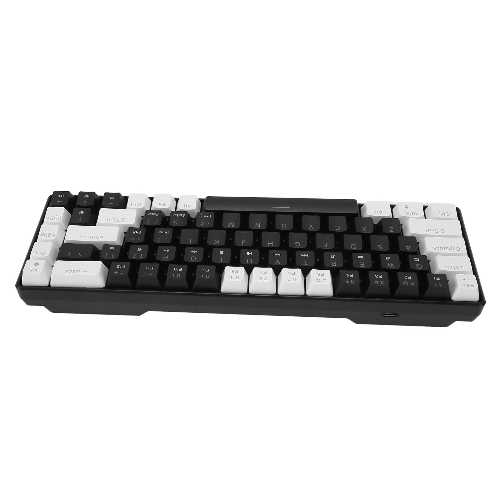 68-klawiszowa Mechaniczna Klawiatura do Gier z Podświetleniem w Kolorze Lodowego błękitu. Ergonomiczna Konstrukcja dla graczy. Materiał ABS do Domowego Biura (Biało-czarny)
