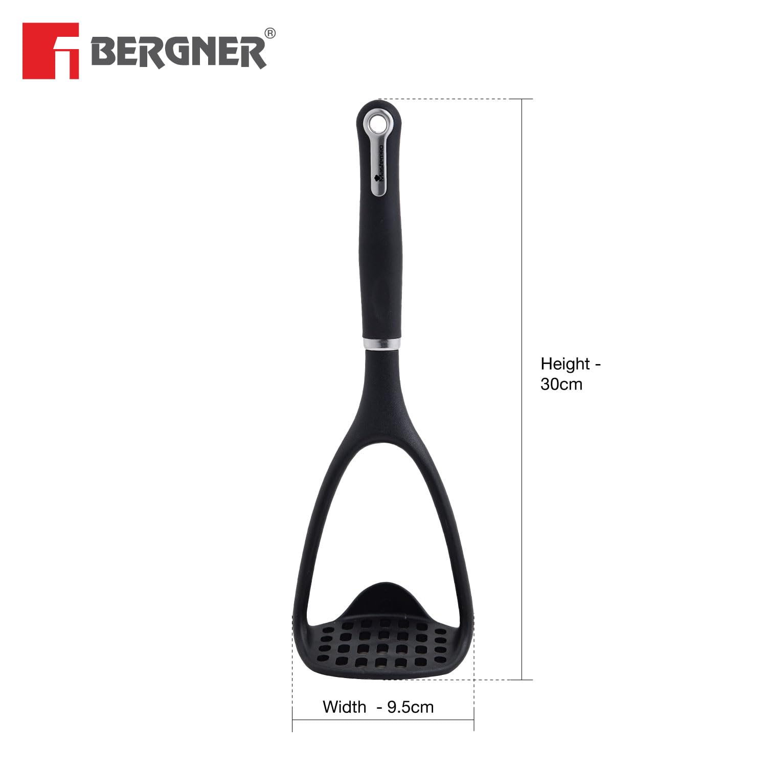 BERGNER Master Pro Nylon Potato Pav Bhaji Masher for Kitchen (Black) - Image 5 thumbnail