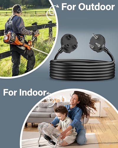 Image of FEDUS 1.5M Long 18AWG Heavy Duty Male to Female 2 Pin Power Extension Cord Wire, 10amp Indoor Outdoor Power Cord Extension Electrical Extender Power Cable for appliances, Electronics and Power Tools