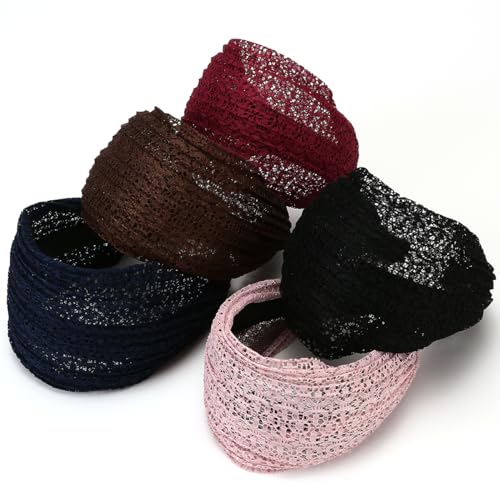Loneedy F026 5 Pack Wide Hard Headband With Teeth For Women, Girls’S Hair Band Pleated Cloth Fabric Hair Hoop Accessories thumb #4