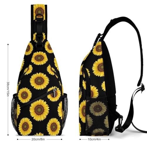Fashion Day Pack Small Cross Body Backpack Sling Shoulder Bag Chest Bag For Men And Women Floral Sunflower2