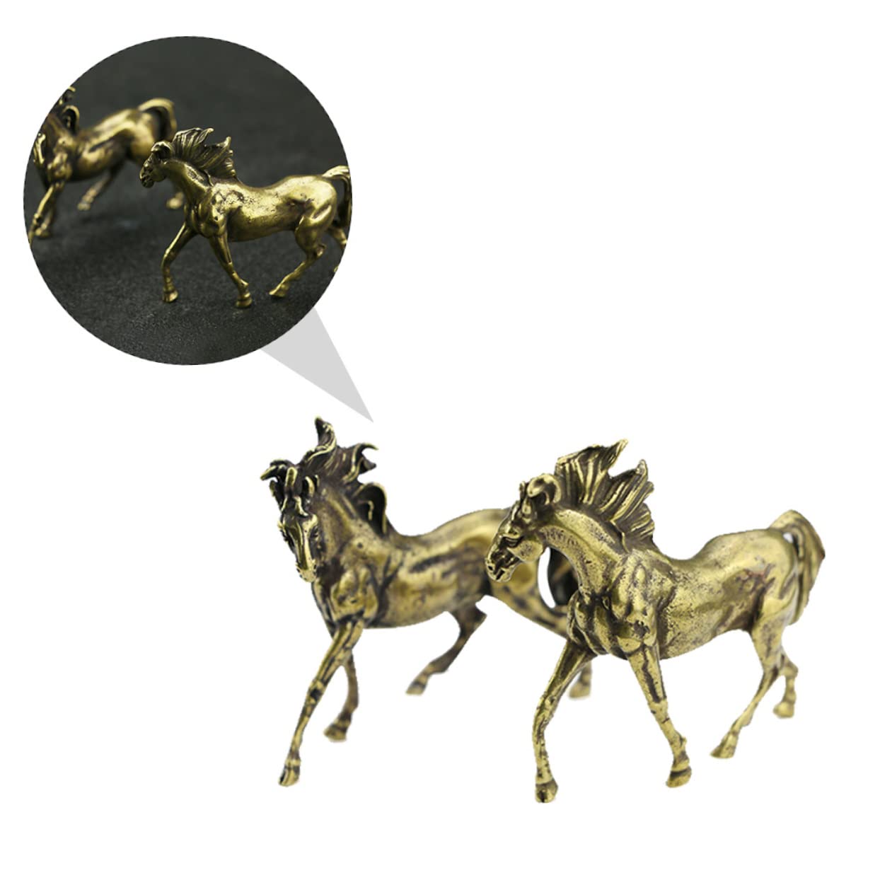 LIFKOME 2paare Retro Messing Pferdestatuen Dekorative Figuren Für Schreibtisch Und Zuhause Antike Pferdeornamente Aus Hochwertigem Messing Für Stilvolle Inneneinrichtung