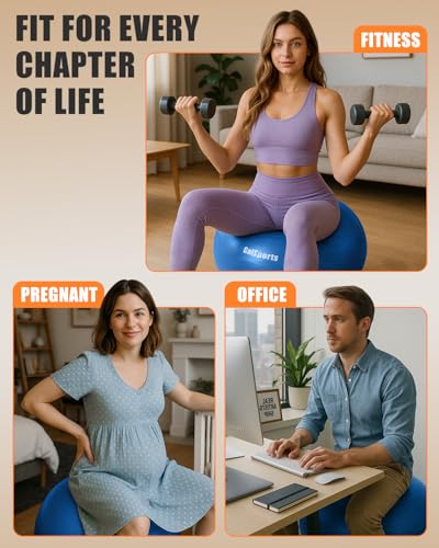 Image of GalSports Anti-Burst Slip Resistant Stability Ball - Swiss Ball for Home Gym & Physical Therapy