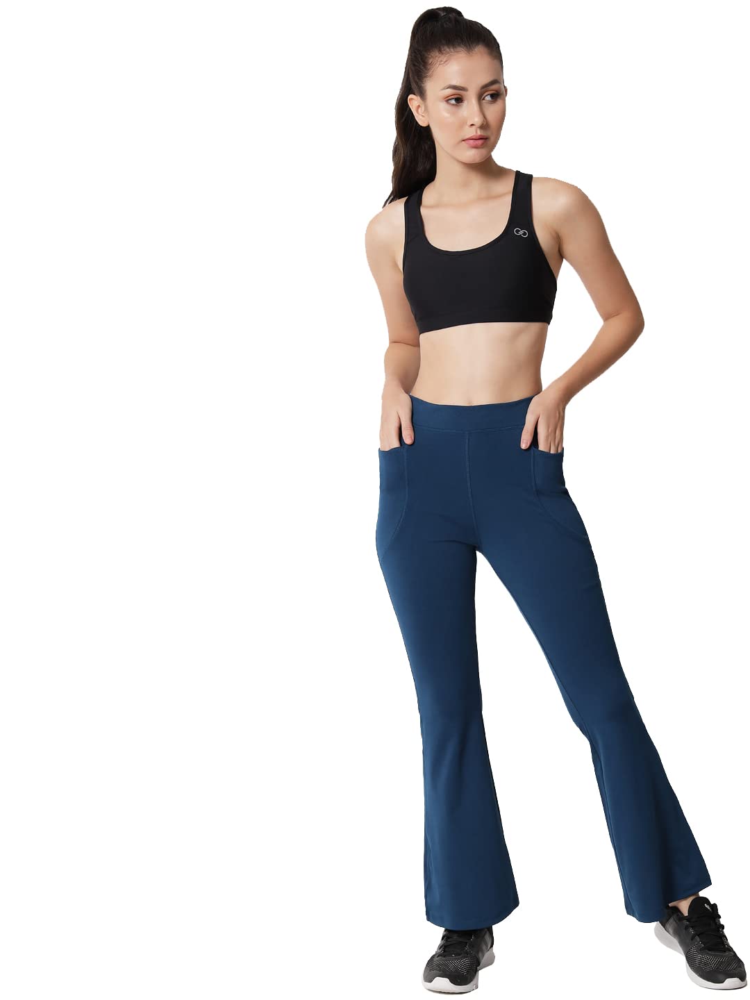 FAIRIANOFAIRIAN Premium Flare Gym Pants I High-Waist Stretchable Flared Leggings with 2 Pockets Gym wear I Active Wear Tights Yoga Pants Zumba/Dance Womens Workout Gym Tights