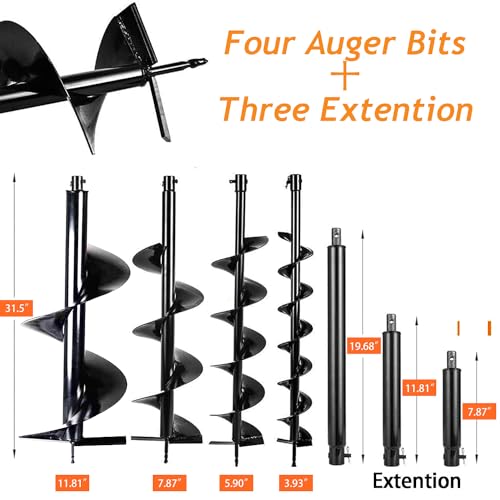 Jacgood Gas Powered 62Cc Post Hole Digger For Fence And Planting With 3 Extention (8 Inch 12 Inch & 20 Inch ) And 4 Earth Auger Drill Bits (4 Inch 6 Inch 8 Inch & 12") thumb #1